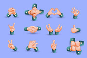 Icons set of social hand gestures