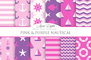 Pink & Purple Nautical Digital Paper