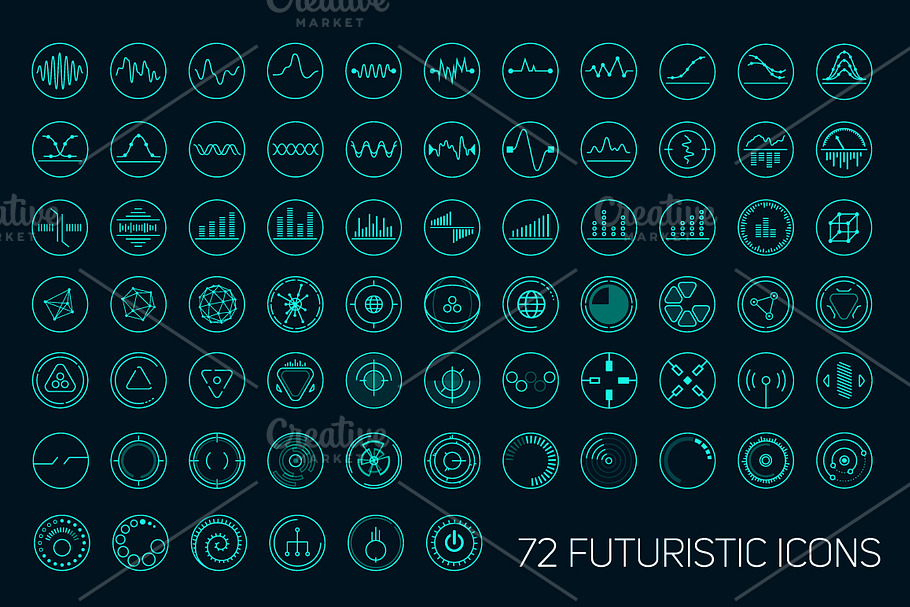 Set of vector futuristic icons in Navigation Icons - product preview 8