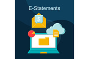 E-statements flat concept icon
