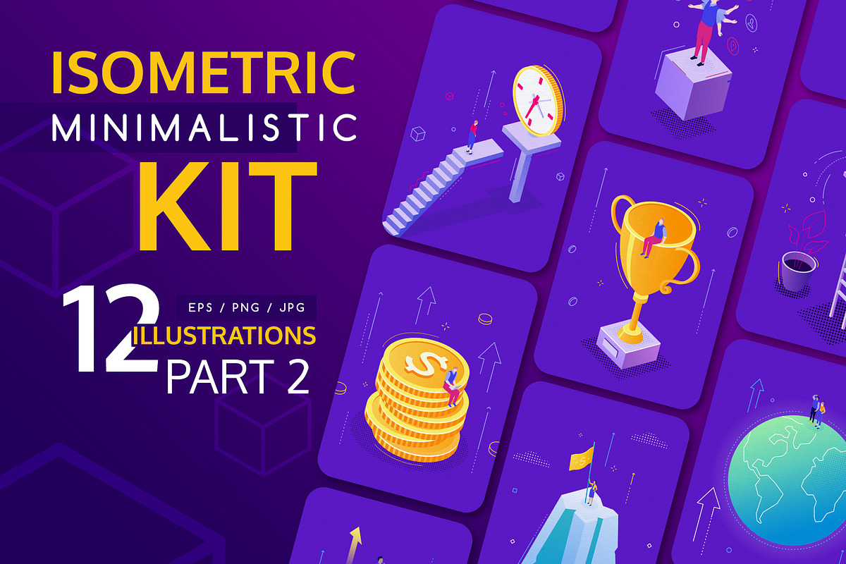 Purple Isometric Illustrations in UI Kits and Libraries - product preview 8