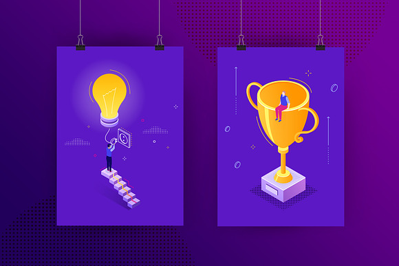 Purple Isometric Illustrations in UI Kits and Libraries - product preview 4