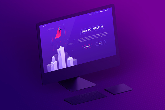 Purple Isometric Illustrations in UI Kits and Libraries - product preview 6