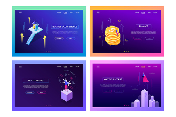 Purple Isometric Illustrations in UI Kits and Libraries - product preview 9