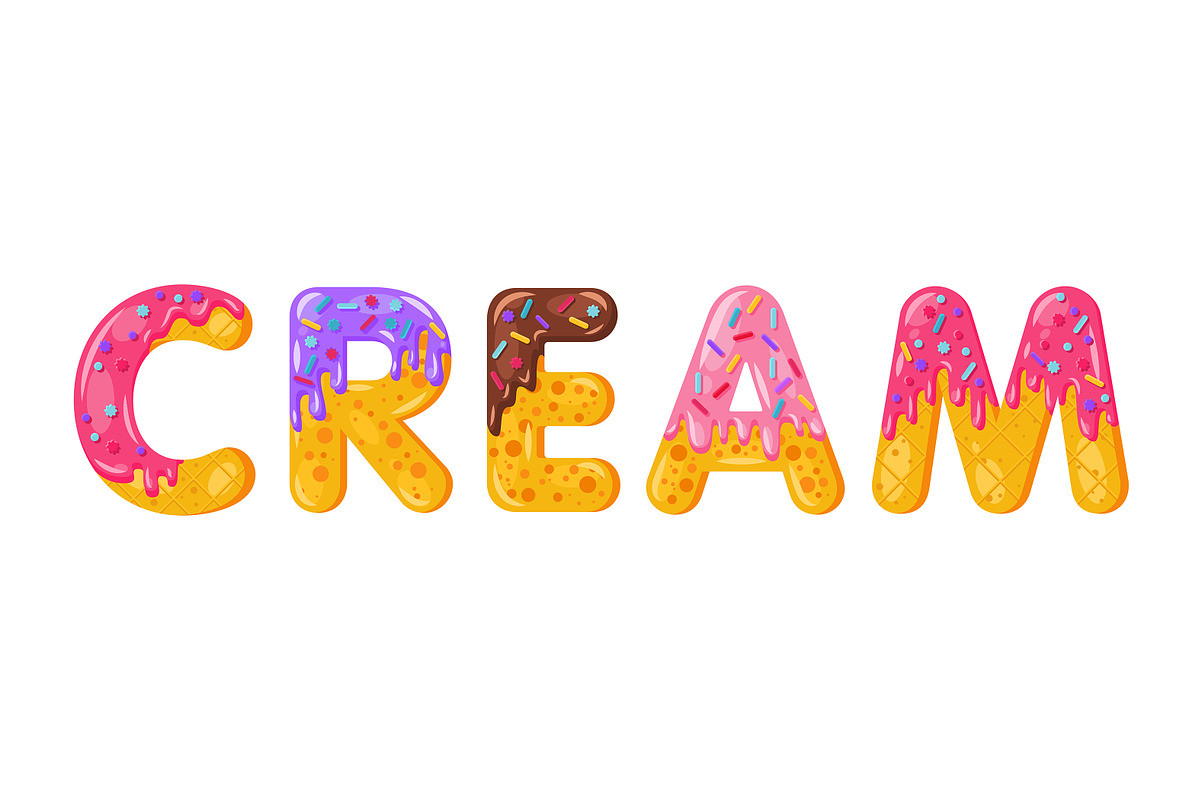 Donut cartoon cream biscuit font in Add-Ons - product preview 8