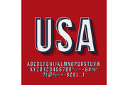 USA vintage 3d vector lettering
