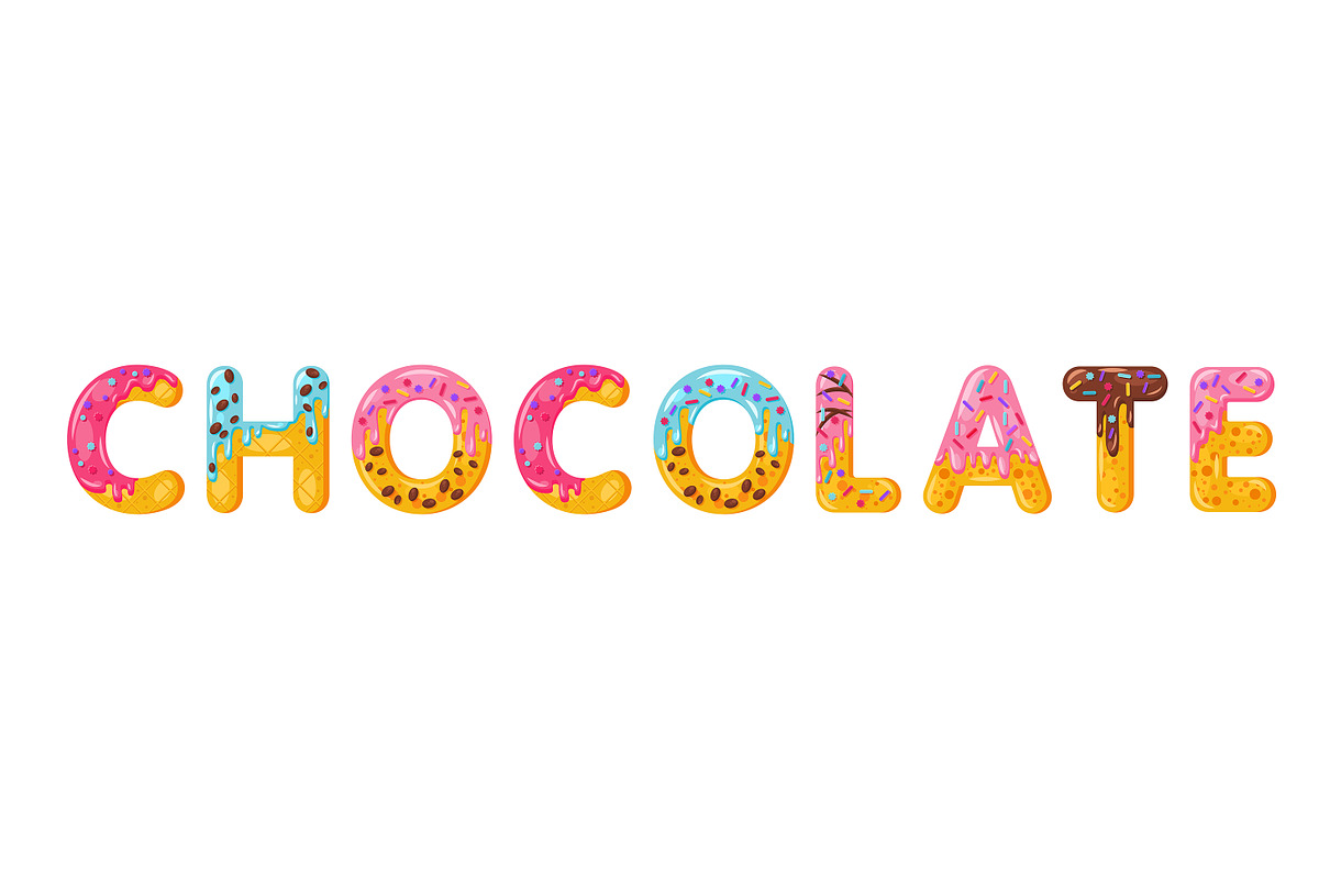 Donut cartoon chocolate biscuit font in Add-Ons - product preview 8