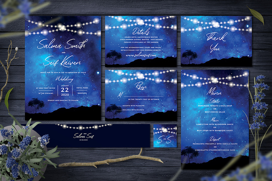 Night Wedding Invitation in Wedding Templates - product preview 8