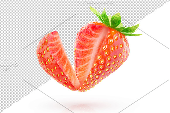 Strawberry with cut out piece in Objects - product preview 1