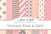 Vintage Pink and Gray Digital Paper