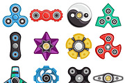 Hand fidget spinners icons set