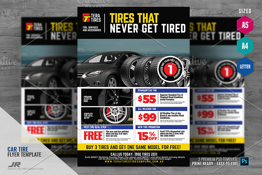 Tire Shop and Accessories Flyer in Flyer Templates - product preview 8