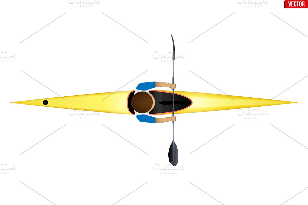 Sprint Single Kayak with paddler in Illustrations - product preview 8