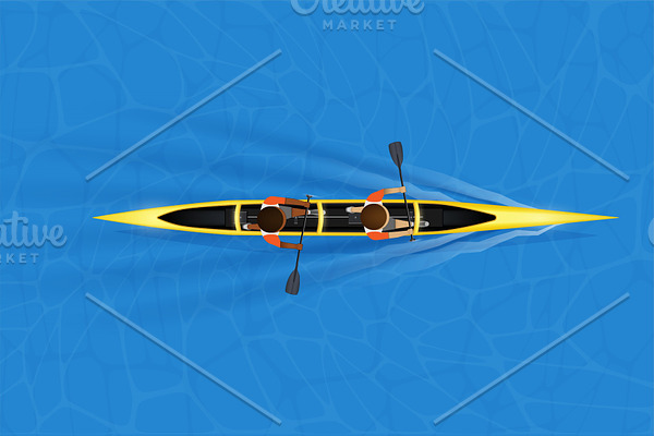 Sprint Double Canoe with paddler