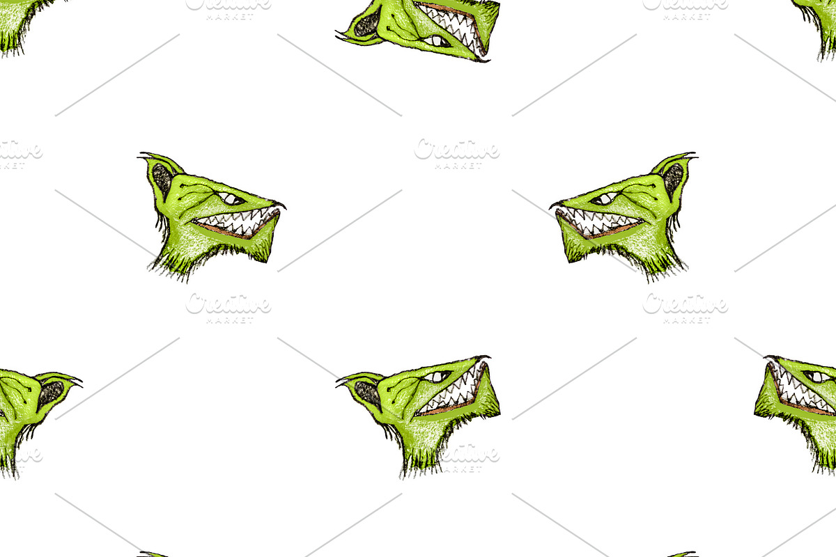 Werewolf Creepy Drawing Motif Seamle in Patterns - product preview 8