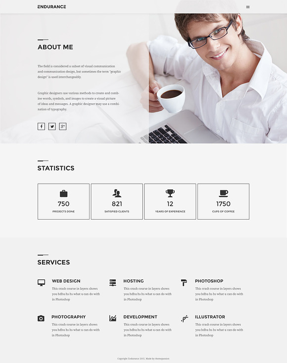 Endurance - Minimal Personal PSD in Website Templates - product preview 4