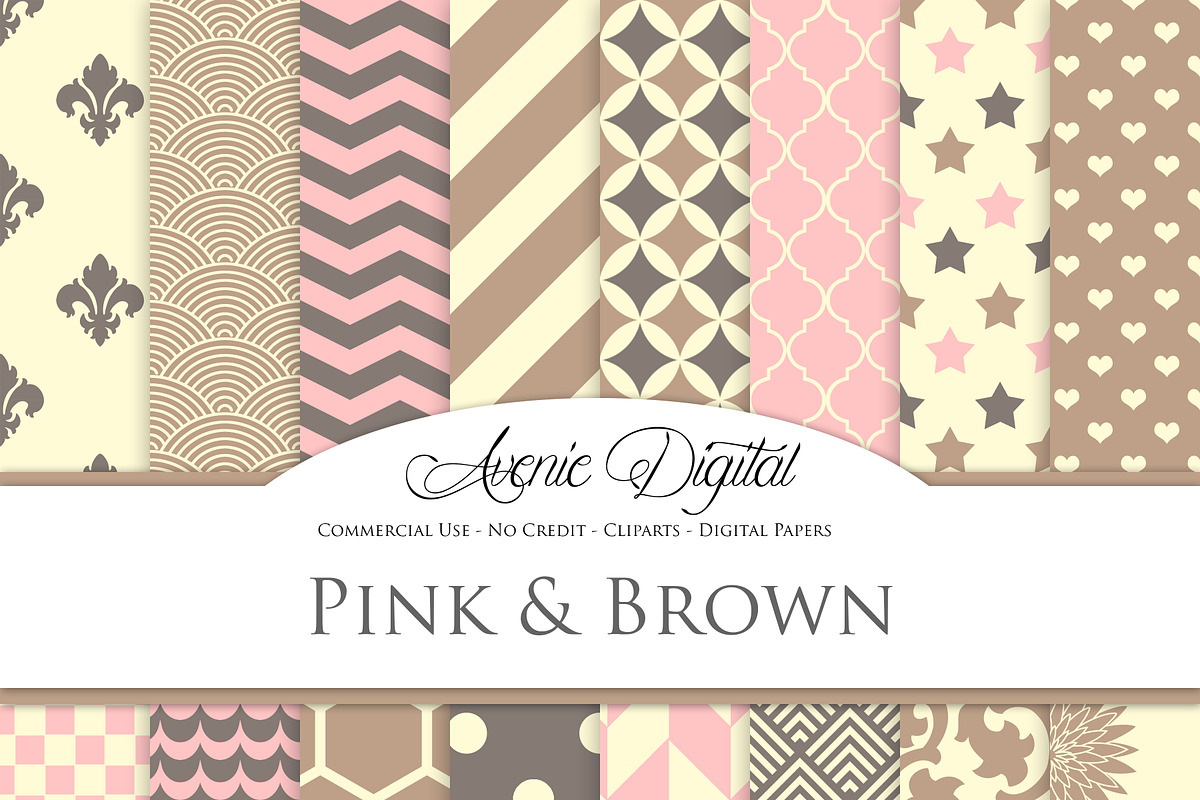 Pink and Brown Digital Paper in Patterns - product preview 8