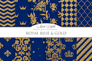 Royal Blue and Gold Digital Paper