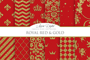 Royal Red and Gold Digital Papers