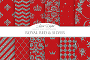 Royal Red and Silver Digital Paper