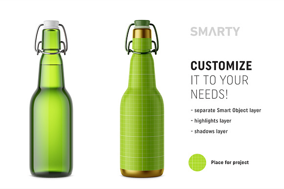 Beer bottle mockup in Product Mockups - product preview 1
