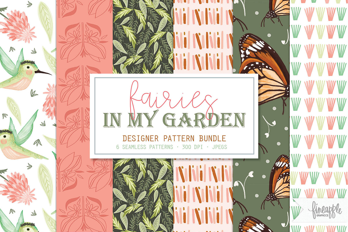 Fairy in the Garden Digital Paper in Patterns - product preview 8