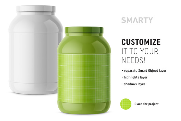 Glossy nutrition jar mockup in Product Mockups - product preview 1