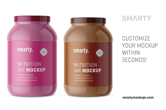Glossy nutrition jar mockup in Product Mockups - product preview 2