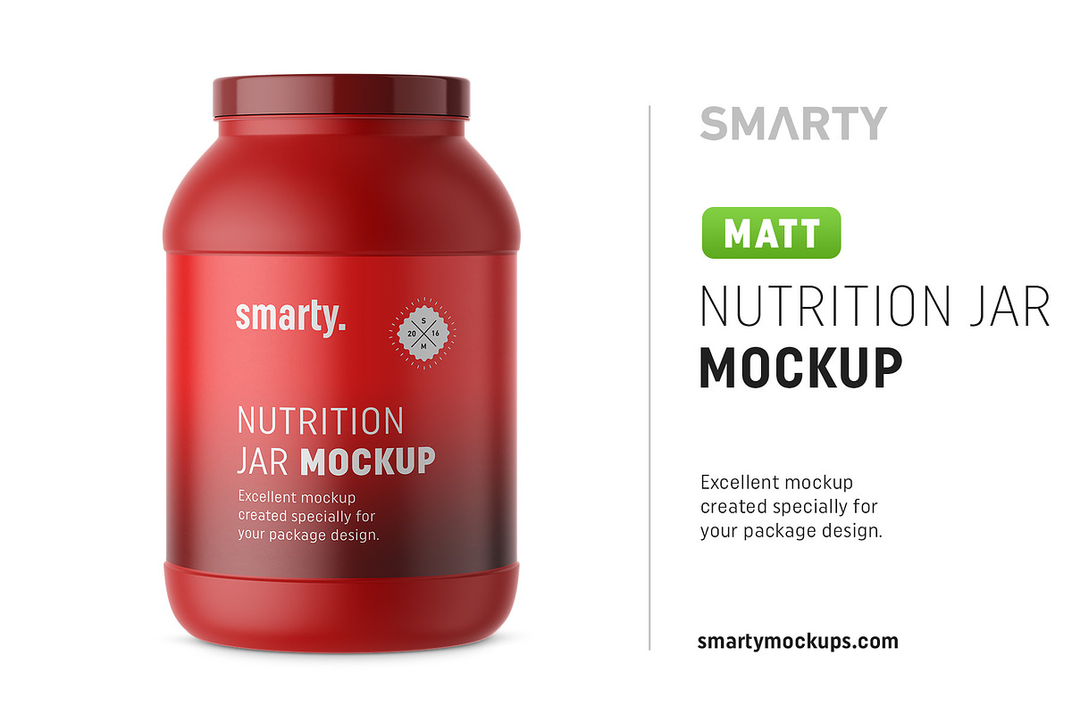 Matt nutrition jar mockup in Product Mockups - product preview 8