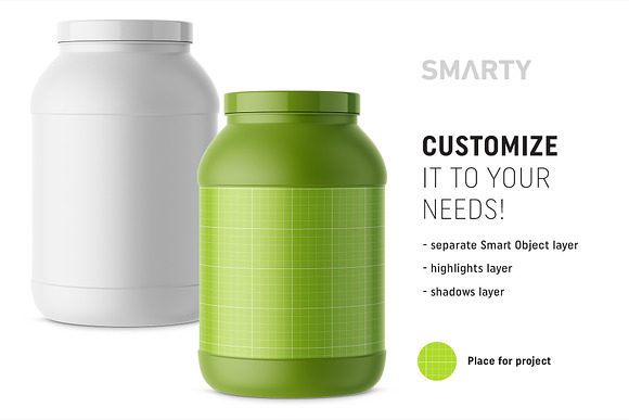 Matt nutrition jar mockup in Product Mockups - product preview 1