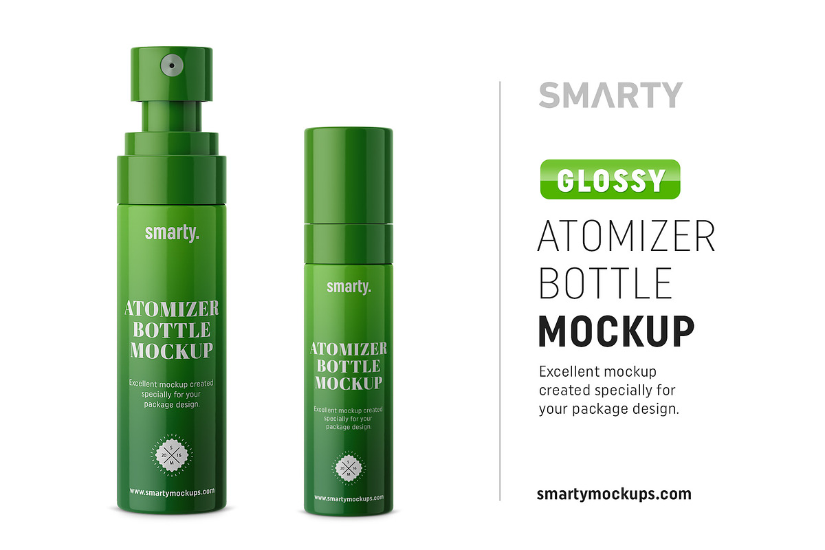 Glossy atomizer bottle mockup in Product Mockups - product preview 8