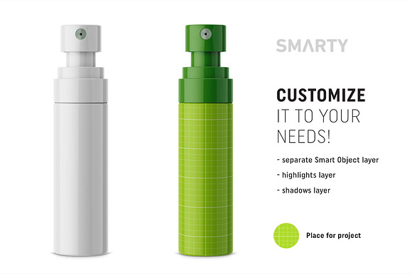 Glossy atomizer bottle mockup in Product Mockups - product preview 1