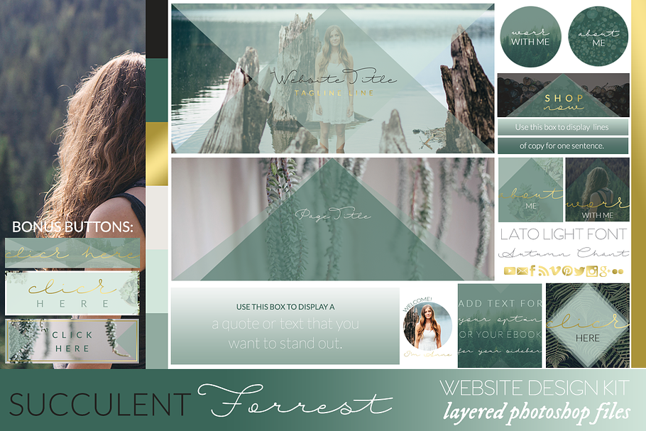 Succulent Forrest Website/Blog Kit in Website Templates - product preview 8