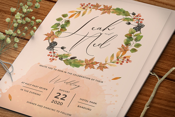 Autumn Wedding Invitation in Wedding Templates - product preview 2