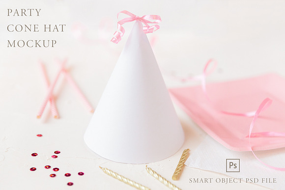 Party Cone Hat Mockup in Product Mockups - product preview 3