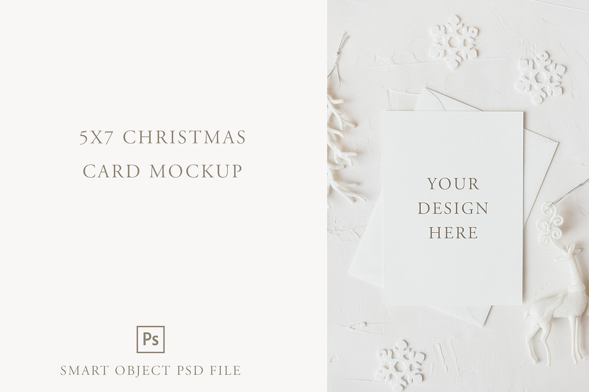 5x7 Christmas Card Mockup in Product Mockups - product preview 8