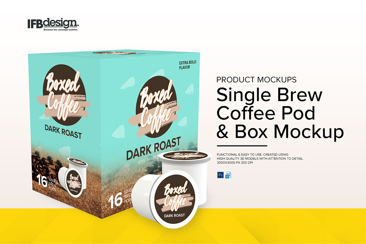Single Brew Coffee Pod & Box Mockup in Product Mockups - product preview 8