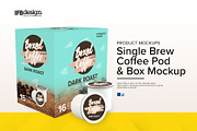 Single Brew Coffee Pod & Box Mockup