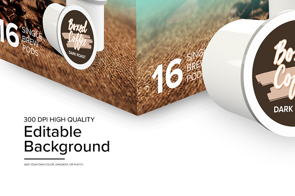 Single Brew Coffee Pod & Box Mockup in Product Mockups - product preview 1