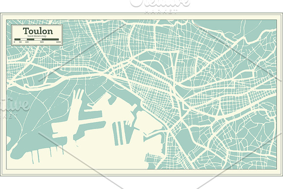 Toulon France City Map in Retro in Illustrations - product preview 7