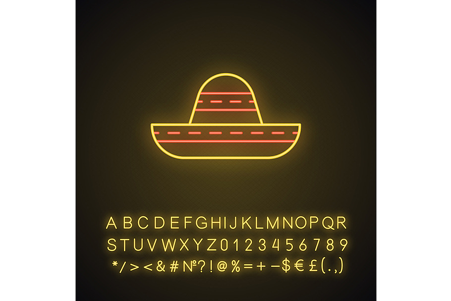Sombrero neon light icon