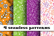 4 seamless floral patterns