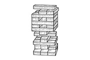 Wooden block tower game sketch