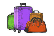 Travel bags suitcase sketch vector