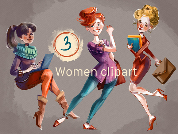 Business Woman working clipart in Illustrations - product preview 3