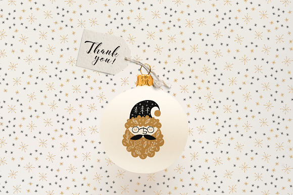 Gold Christmas Folk Art collection in Illustrations - product preview 10