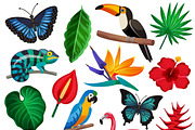 Tropical exotic icon set
