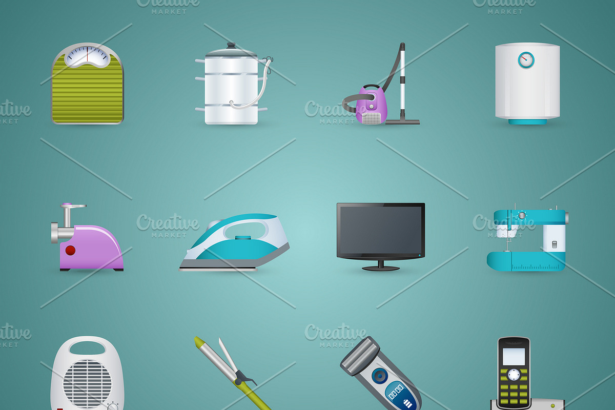 Home appliances icons set in Icons - product preview 8