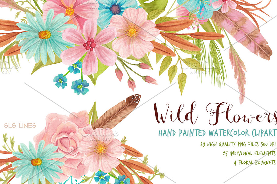 Wild Flowers Meadow Set in Illustrations - product preview 8