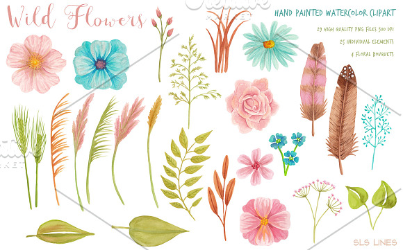 Wild Flowers Meadow Set in Illustrations - product preview 2